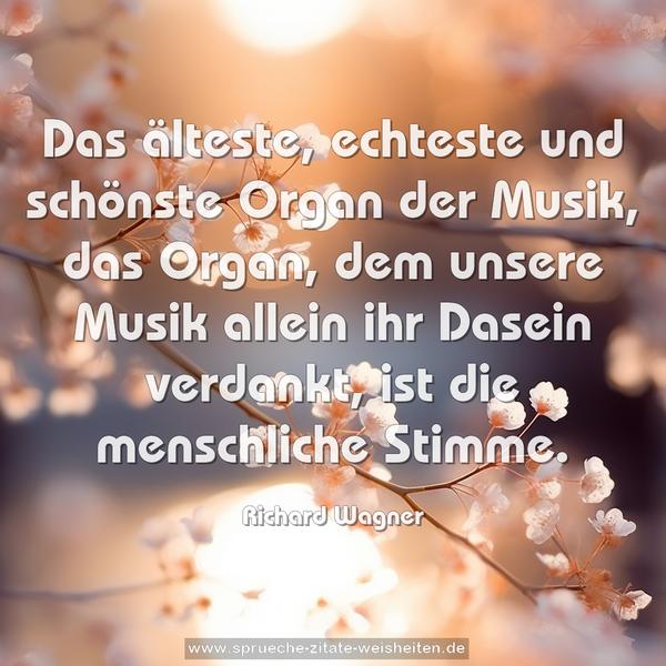 Das älteste, echteste und schönste Organ der Musik,
das Organ, dem unsere Musik allein ihr Dasein verdankt,
ist die menschliche Stimme. 