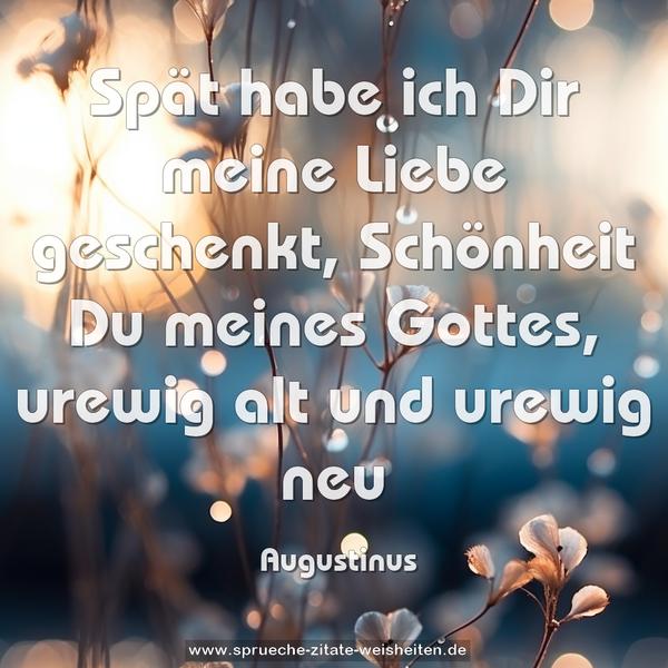 Spät habe ich Dir meine Liebe geschenkt,
Schönheit Du meines Gottes, urewig alt und urewig neu