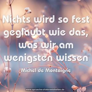 Nichts wird so fest geglaubt wie das,
was wir am wenigsten wissen 