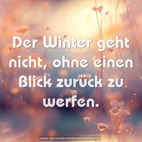 Der Winter geht nicht,
ohne einen Blick zurück zu werfen.