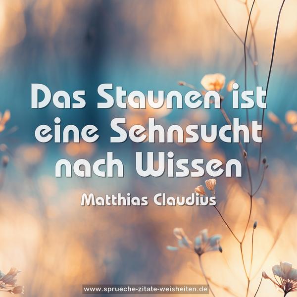 Das Staunen ist eine Sehnsucht nach Wissen