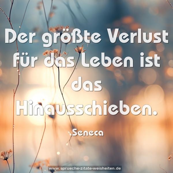 Der größte Verlust für das Leben
ist das Hinausschieben.