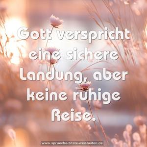 Gott verspricht eine sichere Landung,
aber keine ruhige Reise.