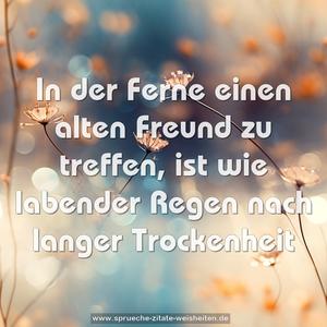 In der Ferne einen alten Freund zu treffen,
ist wie labender Regen nach langer Trockenheit