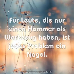 Für Leute,
die nur einen Hammer als Werkzeug haben,
ist jedes Problem ein Nagel.
