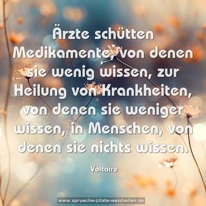 Ärzte schütten Medikamente, von denen sie wenig wissen,
zur Heilung von Krankheiten, von denen sie weniger wissen,
in Menschen, von denen sie nichts wissen.