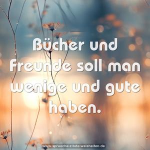 Bücher und Freunde
soll man wenige und gute haben. 