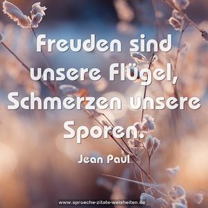 Freuden sind unsere Flügel,
Schmerzen unsere Sporen.