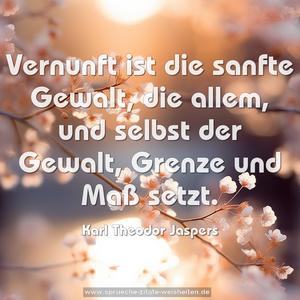 Vernunft ist die sanfte Gewalt, die allem,
und selbst der Gewalt, Grenze und Maß setzt. 