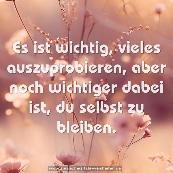 Es ist wichtig, vieles auszuprobieren,
aber noch wichtiger dabei ist, du selbst zu bleiben.
