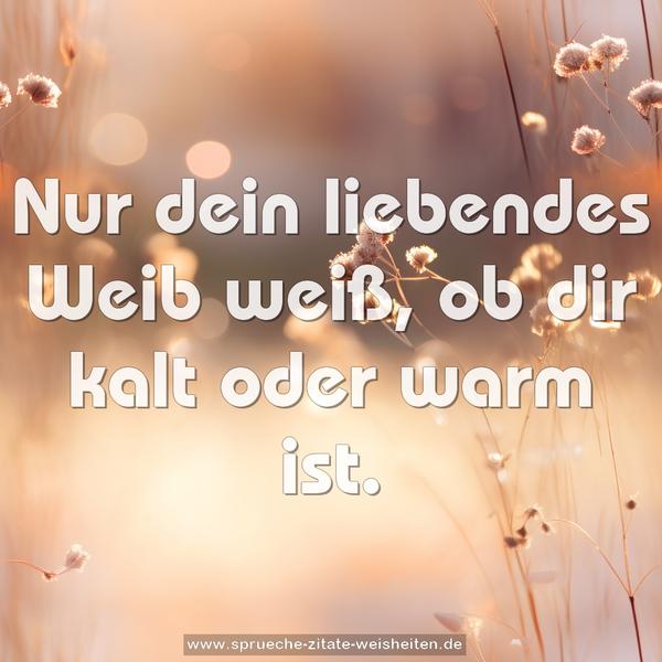 Nur dein liebendes Weib weiß, ob dir kalt oder warm ist.