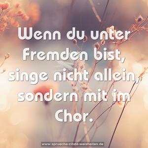 Wenn du unter Fremden bist,
singe nicht allein, sondern mit im Chor.
