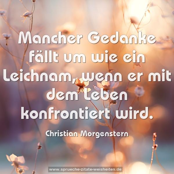 Mancher Gedanke fällt um wie ein Leichnam,
wenn er mit dem Leben konfrontiert wird.