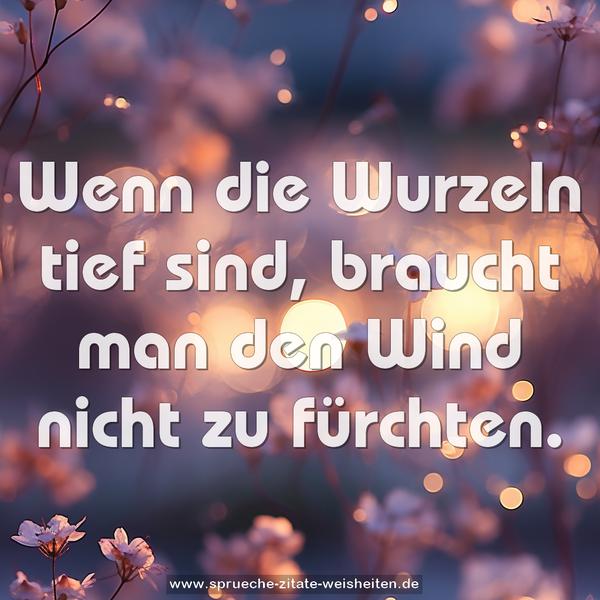 Wenn die Wurzeln tief sind,
braucht man den Wind nicht zu fürchten.