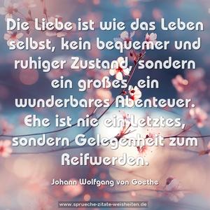 Die Liebe ist wie das Leben selbst,
kein bequemer und ruhiger Zustand,
sondern ein großes, ein wunderbares Abenteuer.
Ehe ist nie ein Letztes,
sondern Gelegenheit zum Reifwerden. 