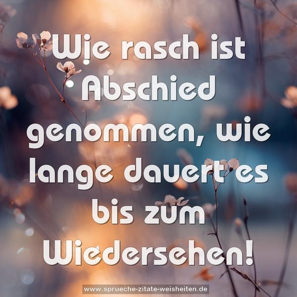 Wie rasch ist Abschied genommen,
wie lange dauert es bis zum Wiedersehen!