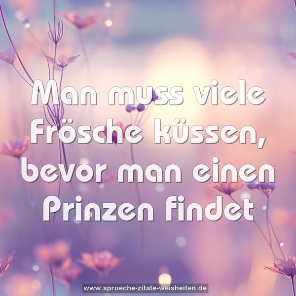 Man muss viele Frösche küssen,
bevor man einen Prinzen findet