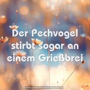 Der Pechvogel
stirbt sogar an einem Grießbrei