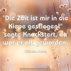 "Die Zeit ist mir in die Kiepe gestiegen!"
sagte Knackstert, da war er alt geworden.