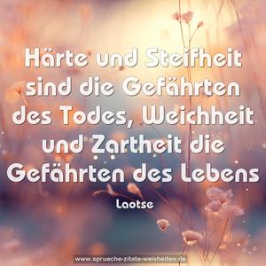 Härte und Steifheit sind die Gefährten des Todes,
Weichheit und Zartheit die Gefährten des Lebens