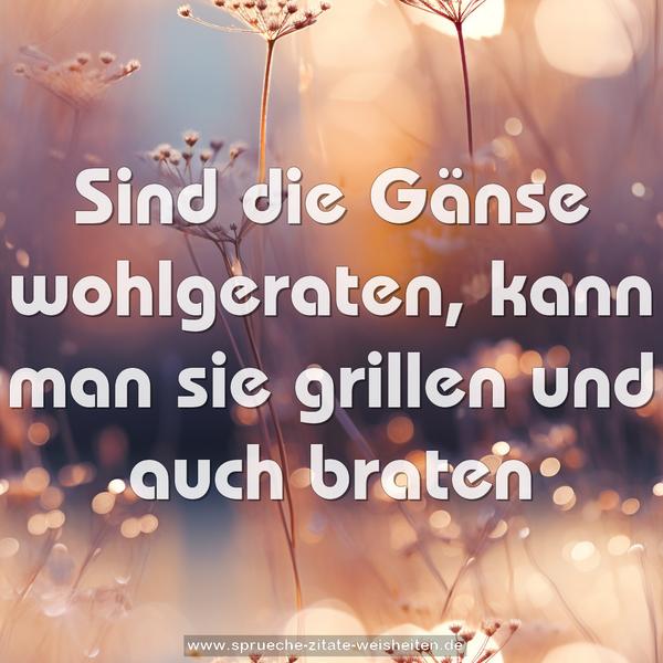 Sind die Gänse wohlgeraten,
kann man sie grillen und auch braten