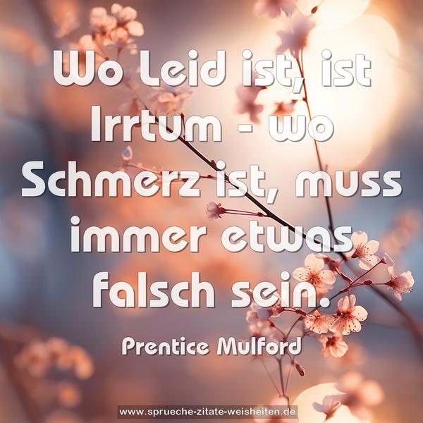 Wo Leid ist, ist Irrtum - wo Schmerz ist,
muss immer etwas falsch sein.