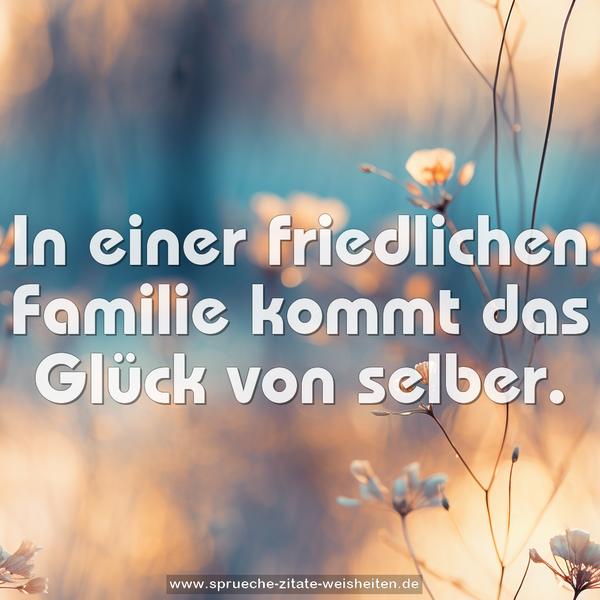 In einer friedlichen Familie kommt das Glück von selber.