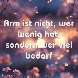 Arm ist nicht, wer wenig hat,
sondern wer viel bedarf