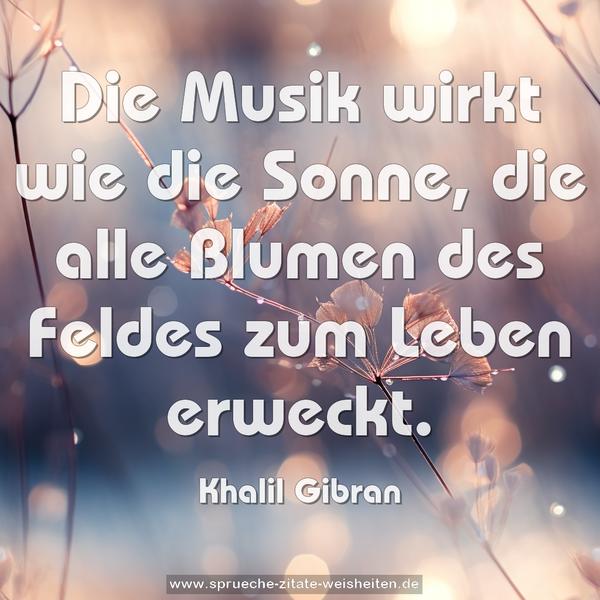 Die Musik wirkt wie die Sonne,
die alle Blumen des Feldes zum Leben erweckt.