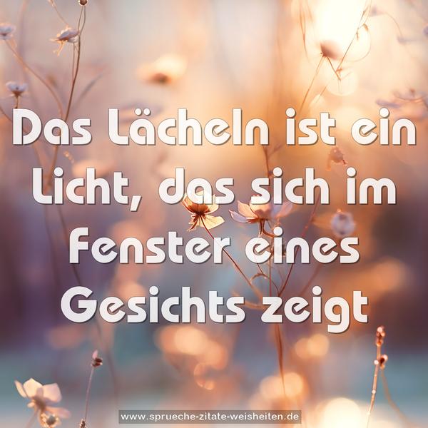 Das Lächeln ist ein Licht,
das sich im Fenster eines Gesichts zeigt