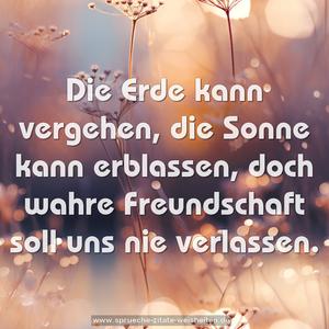 Die Erde kann vergehen,
die Sonne kann erblassen,
doch wahre Freundschaft
soll uns nie verlassen.