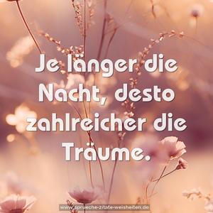 Je länger die Nacht,
desto zahlreicher die Träume.