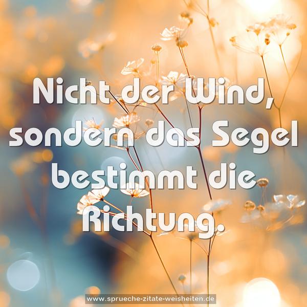 Nicht der Wind, sondern das Segel bestimmt die Richtung.
