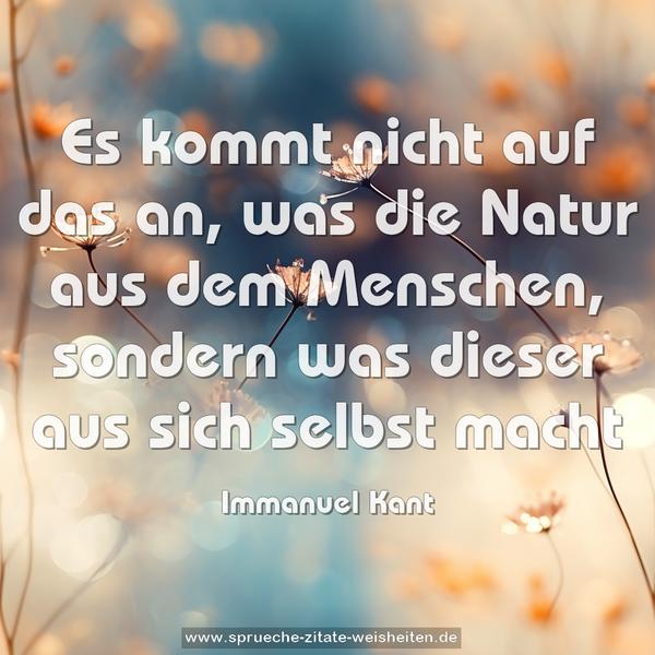 Es kommt nicht auf das an,
was die Natur aus dem Menschen,
sondern was dieser aus sich selbst macht