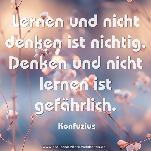 Lernen und nicht denken ist nichtig.
Denken und nicht lernen ist gefährlich.