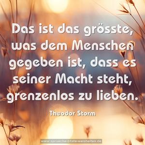 Das ist das grösste,
was dem Menschen gegeben ist,
dass es seiner Macht steht,
grenzenlos zu lieben.