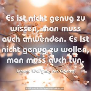 Es ist nicht genug zu wissen,
man muss auch anwenden.
Es ist nicht genug zu wollen,
man muss auch tun.