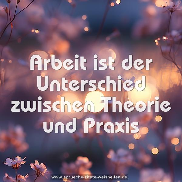 Arbeit ist der Unterschied
zwischen Theorie und Praxis