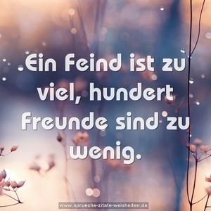  Ein Feind ist zu viel, hundert Freunde sind zu wenig. 