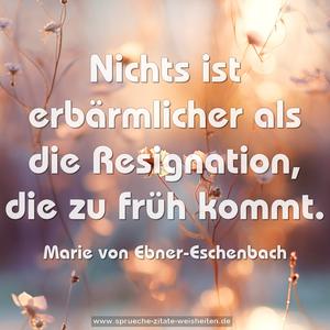 Nichts ist erbärmlicher
als die Resignation, die zu früh kommt.