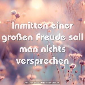 Inmitten einer großen Freude soll man nichts versprechen
