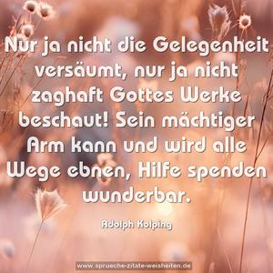 Nur ja nicht die Gelegenheit versäumt, nur ja nicht zaghaft Gottes Werke beschaut! Sein mächtiger Arm kann und wird alle Wege ebnen, Hilfe spenden wunderbar.