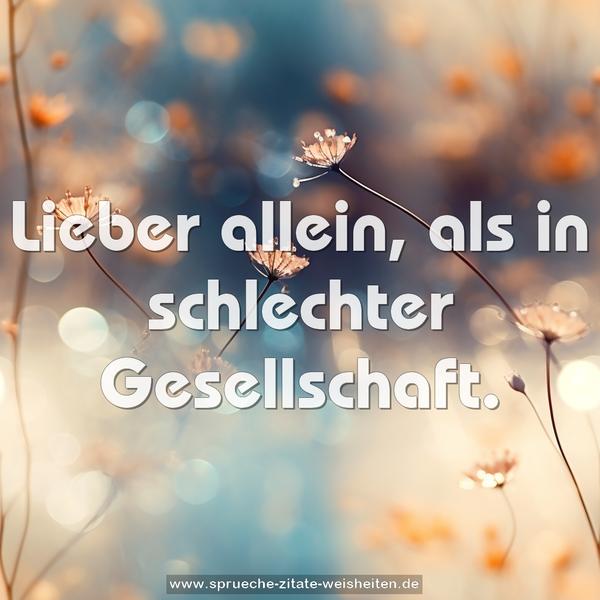 Lieber allein, als in schlechter Gesellschaft.
