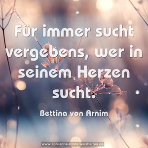 Für immer sucht vergebens, wer in seinem Herzen sucht.