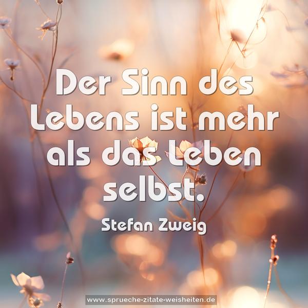 Der Sinn des Lebens ist mehr
als das Leben selbst.