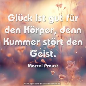 Glück ist gut für den Körper,
denn Kummer stört den Geist. 