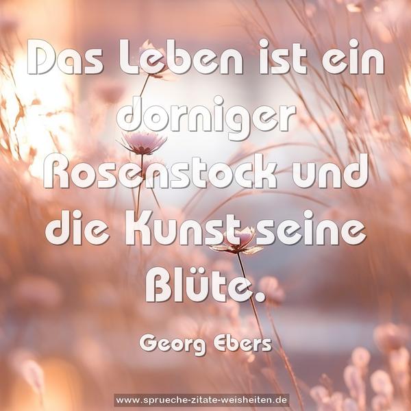 Das Leben ist ein dorniger Rosenstock
und die Kunst seine Blüte.