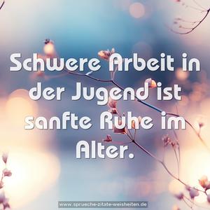 Schwere Arbeit in der Jugend
ist sanfte Ruhe im Alter.