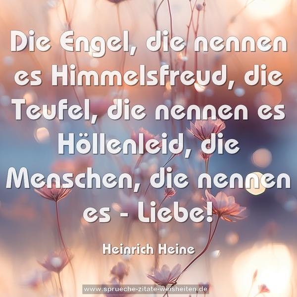 Die Engel, die nennen es Himmelsfreud,
die Teufel, die nennen es Höllenleid,
die Menschen, die nennen es - Liebe!