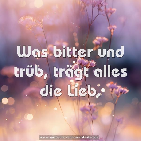 Was bitter und trüb,
trägt alles die Lieb.